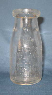 Tilton's City Dairy, Asbury Park NJ embossed half pint milk bottle