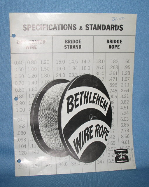 Bethlehem Wire Rope Specifications and Standards for Zinc-Coated Wire, Bridge Strand and Bridge Rope