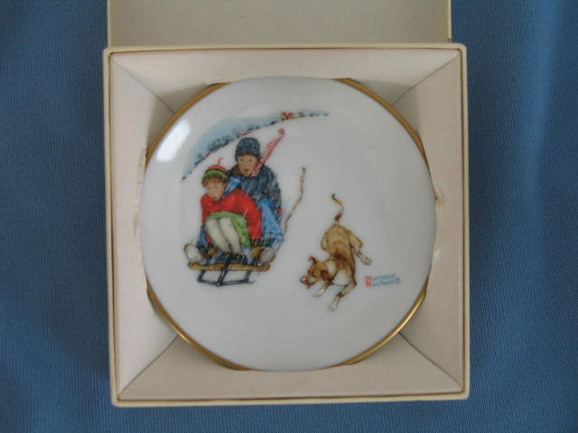 Norman Rockwell Four Seasons Miniature Plate #507: Downhill Daring
