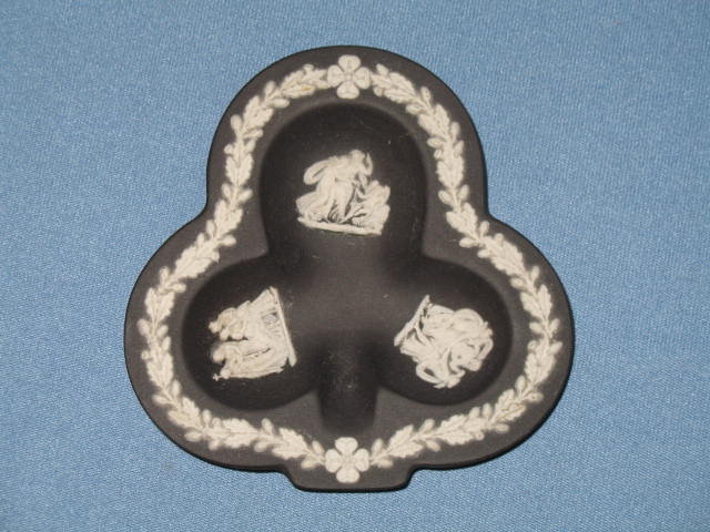 Wedgwood Black Jasperware small club shaped ashtray