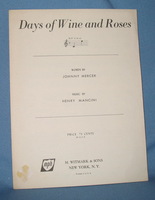 Days of Wine and Roses sheet music