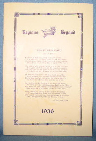 Regions Beyond 1936, 52nd Annual Report of the Board of Foreign Missions of the Mennonite Brethren in Christ (Pennsylvania Conference)