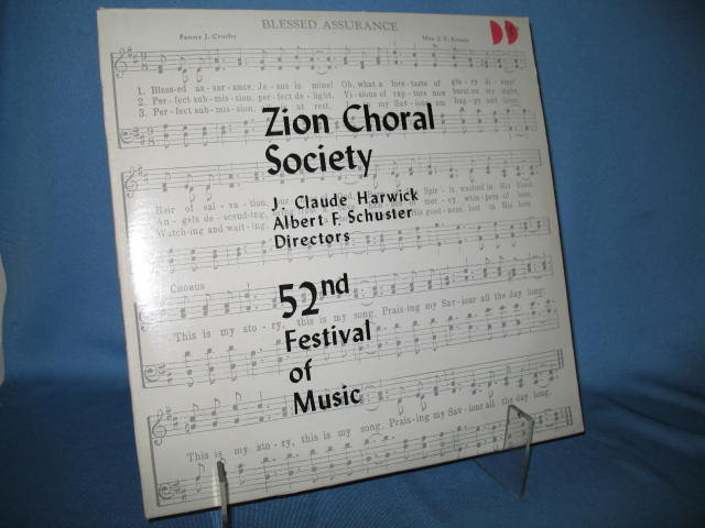 52nd Festival of Music Zion Choral Society 33 RPM LP