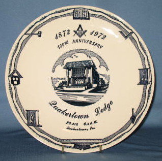1972 100th Anniversary Quakertown Lodge No. 512 F. & A.M., Quakertown PA collector's plate