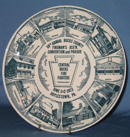 1973 59th Annual Bucks County Fireman's Ass'n Covention and Parade, Doylestown PA collector's plate