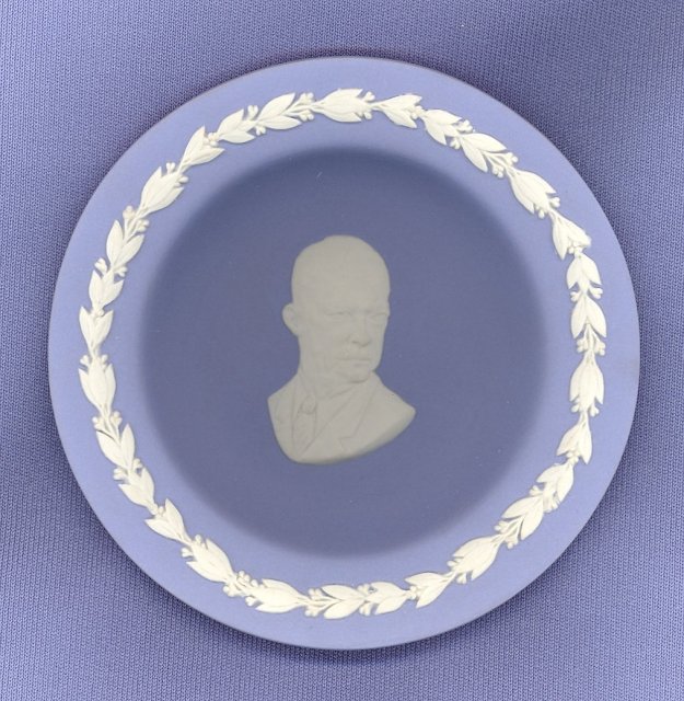 Wedgwood blue jasper Dwight Eisenhower cup plate