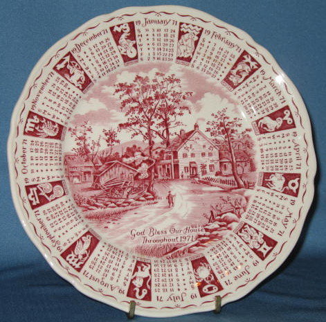 Alfred Meakin Staffordshire 1971 calendar plate in red