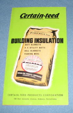 Certain-Teed Building Insulation brochure back-stamped K & L Co., Quakertown PA