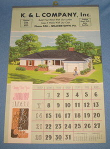 1951 K & L Company, Quakertown PA calendar