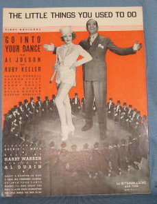 The Little Things You Used to Do sheet music featuring Al Jolson and Ruby Keeler