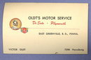 Oldt's Motor Service - De Soto and Plymouth - East Greenville PA business card