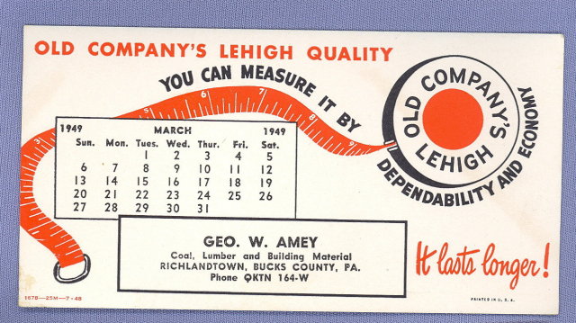 Geo. W. Amey Richlandtown PA ink blotter