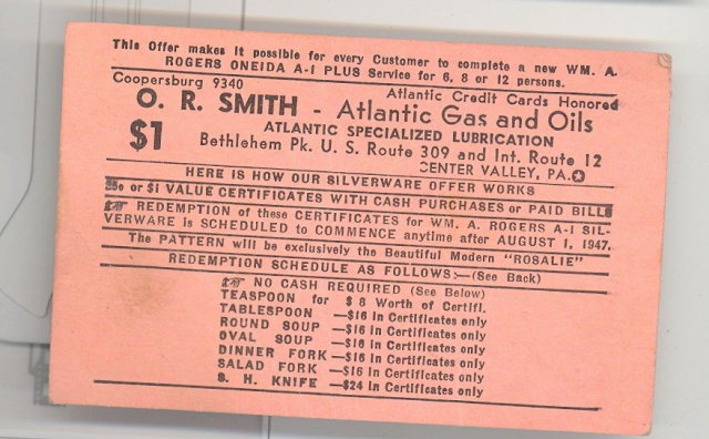 O. R. Smith Atlantic Gas and Oils, Center Valley PA premium card