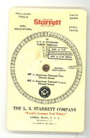 Starrett Tap size pocket chart