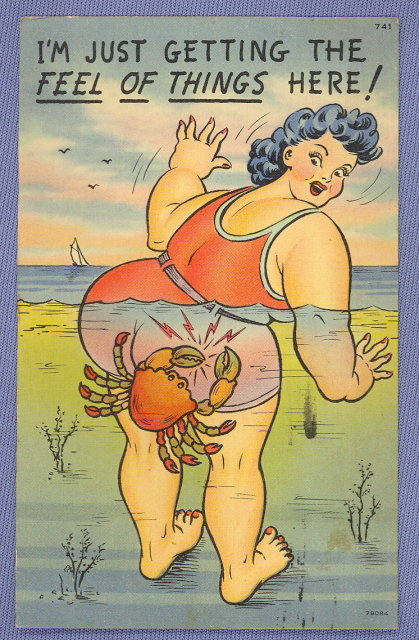 Sea shore comic postcard