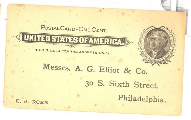 1890s Business postcard from A. G. Elliot & Co. Philadelphia PA
