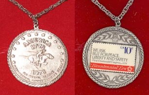 Smart Americana Collection Bicentennial Stamp Pendant featuring a ten cent stamp