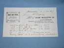 Billhead from Allen Middleton, Jr. Iron and Steel, No. 13 North Walter Street, Philadelphia