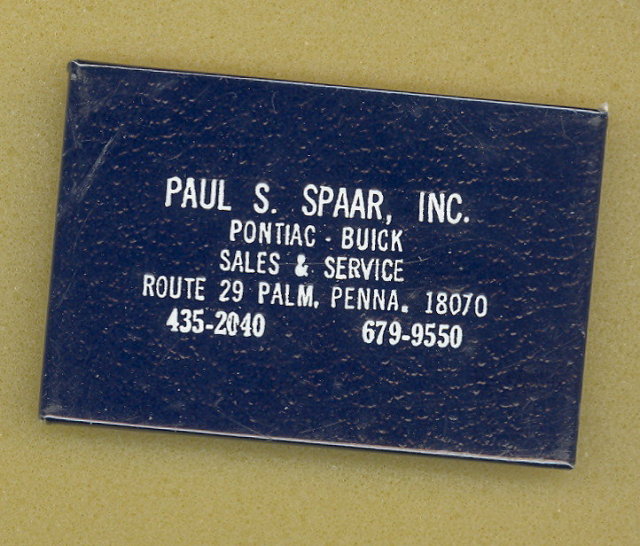Paul S. Spaar, Inc. Pontiac - Buick, Palm PA pocket mirror