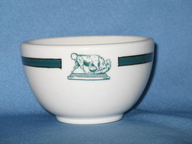 Trenton China custard bowl featuring bull and dog