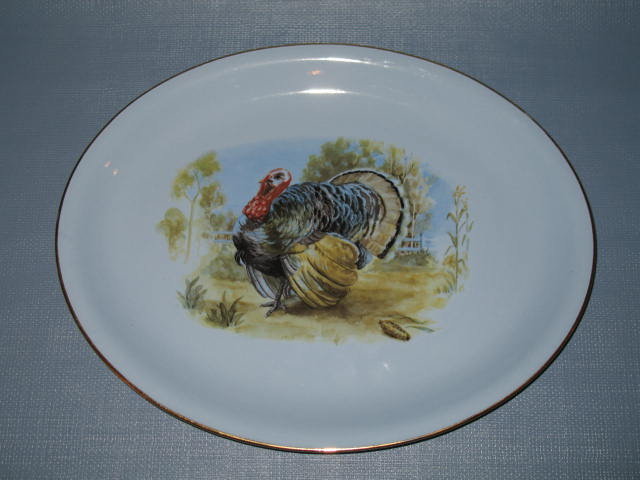 Homer Laughlin Skytone blue oval turkey platter