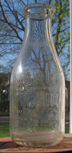 Puritan Dairy Perth Amboy NJ embossed quart milk bottle