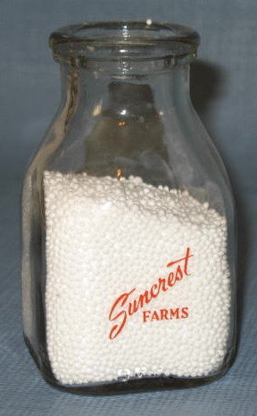 Suncrest Farms orange pyro half pint milk bottle