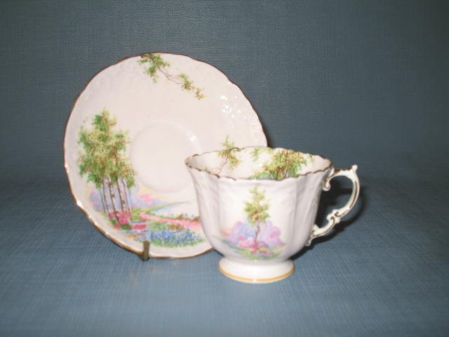 Aynsley (England) Bluebell Time , Gold Trim, cup and saucer