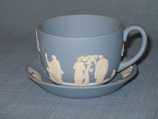 Wedgwood blue Jasperware cup and saucer