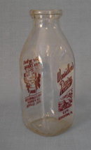 Wonsidler's Dairy Farm, Quakertown PA red pyro quart milk bottle