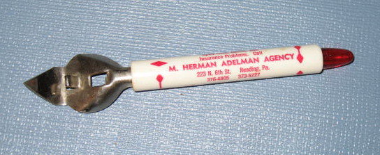 M. Herman Adelman Agency, Reading PA bottle opener