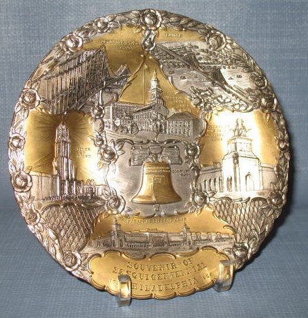 Philadelphia Sesquicentennial metal souvenir plate