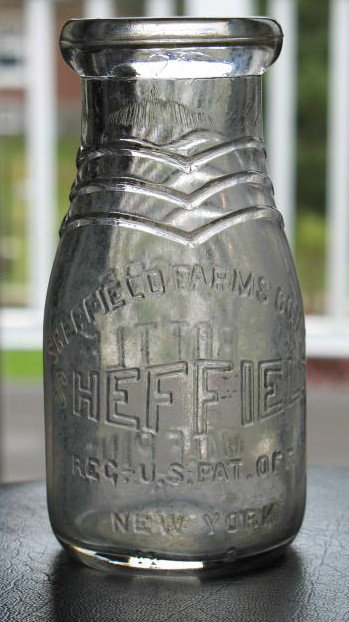 Sheffield Farms (NY) half pint embossed milk bottle