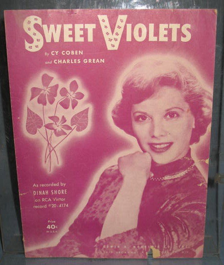 Sweet Violets sheet music as recorded by Dinah Shore