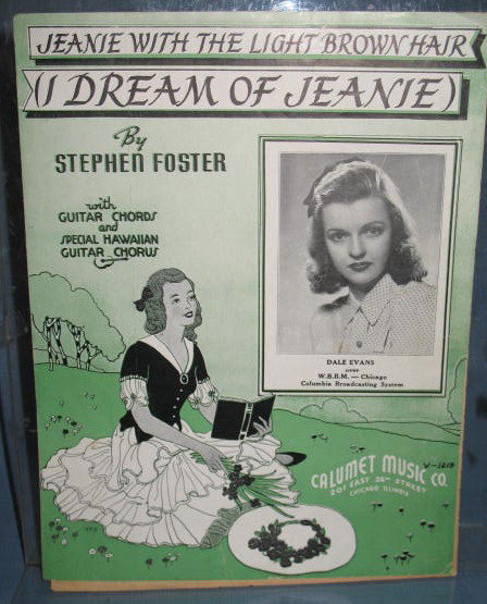 Jeanie with the Light Brown Hair sheet music with guitar chords and special Hawaiian Guitar chorus