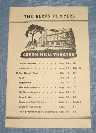 The Happy Time by The Berks Players at Green Hills Theatre playbill