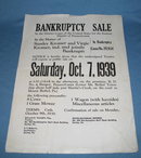 Kromer Bankruptcy Sale broadside, Lower Mt. Bethel Township, PA