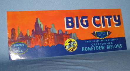 Big City California Honeydew Melons fruit crate label