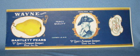 Wayne Bartlett Pears fruit crate label - Edgett-Burnham Co.