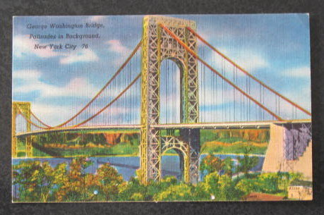 George Washington Bridge, Palisades in Background postcard