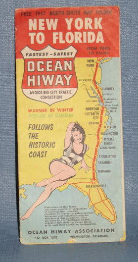 1957 New York to Florida map folder