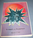 St. Joseph's vs. Elizabethtown March 7, 1951 basketball program