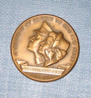 Salvation Army Century of Service to God and Man 1865-1965 bronze medallion