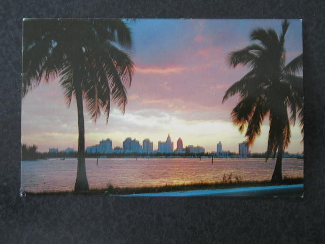 Sunset over Miami, FL postcard