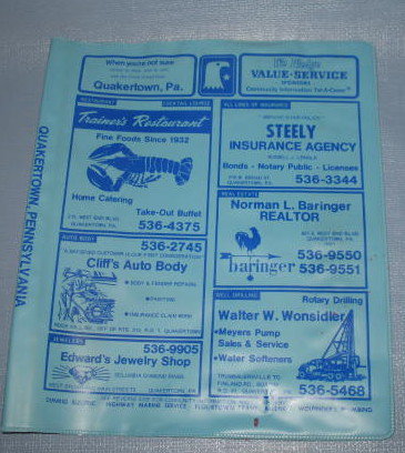 Quakertown PA plastic telephone book cover