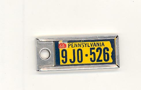 1968 Pennsylvania key chain license plate