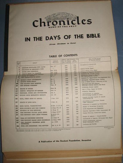 Jerusalem Chronicles : News of the Past in the Days of the Bible (From Abraham to Ezra) published by the Reubeni Foundation, Jerusalem