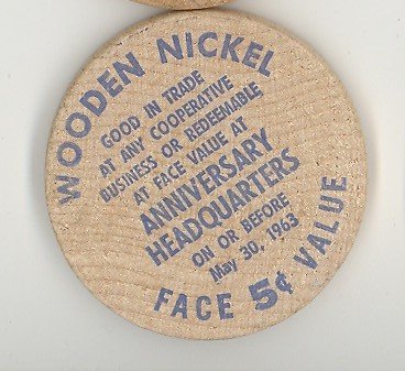 Ambler PA 75th Anniverary wooden nickel (blue)