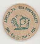 Ambler PA 75th Anniverary wooden nickel (green)