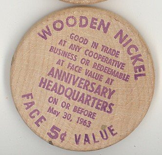 Ambler PA 75th Anniverary wooden nickel (purple)